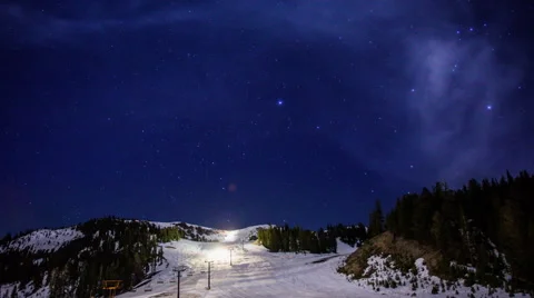 Time Lapse - Skiing Snow Cat Running at Mammoth Mountain Stock Footage 48914761
