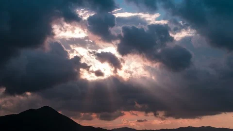 Time lapse of sky and clouds sunset over mountain storm clouds Stock Footage 93734485