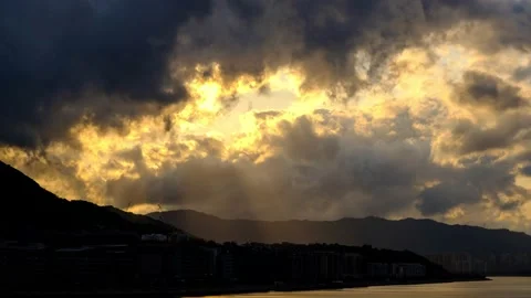 Time lapse of sky and clouds sunset over mountain storm clouds Stock Footage 130304670