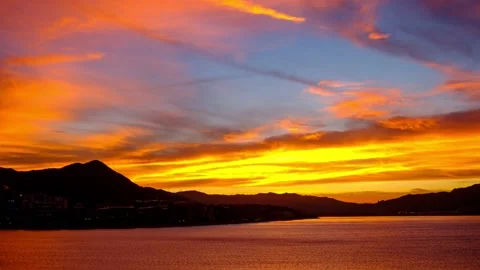 Time lapse of sky and clouds sunset over mountain cloud Stock Footage 135403163