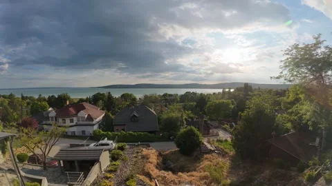 Time-Lapse of Sky and Clouds over Lake Balaton, Hungary Video stock 315445477