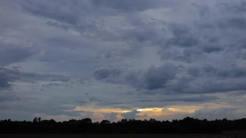 Time-lapse Sky and tree line on a cloudy day in the country Stock Footage 158924960