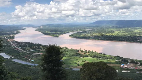 Time lapse sky with clouds above the river Stock Footage 157548757