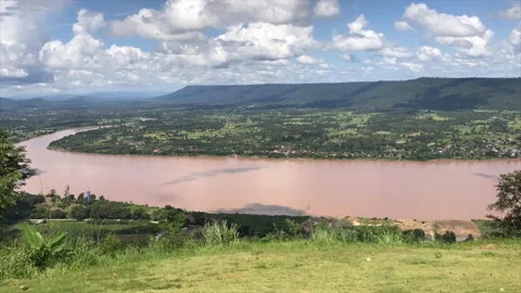 Time lapse sky with clouds above the river Stock Footage 157548772