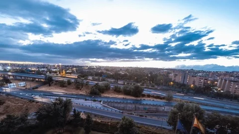 Time lapse, sky, clouds, road, cars Stock Footage 101064153