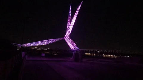 Time Lapse of the Sky Dance Bridge in Oklahoma City Stock Footage 74258536