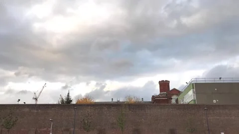 Time lapse of sky over Reading Prison Stock Footage 142571767