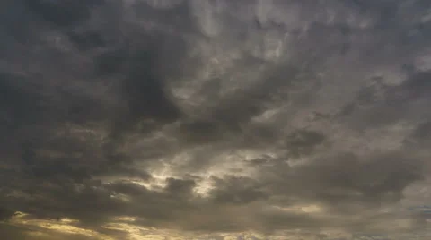 Time lapse of sky with storm clouds at sunset Stock Footage 65451395
