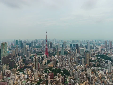 Time-lapse of Skyline with the Tokyo tower at sunset Stock-Footage 72805660