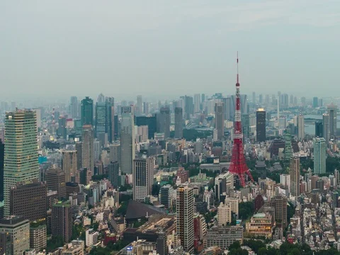 Time-lapse of Skyline with the Tokyo tower at sunset Stock-Footage 72808855