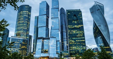 Time-lapse skyscraper in the city under floating clouds Stock Footage 86450686
