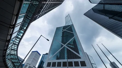 Time lapse of Skyscraper in Hong Kong city Видео 81193677