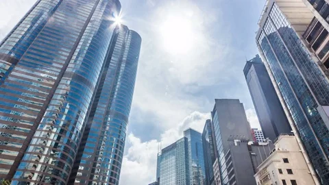 Time lapse of Skyscraper in Hong Kong city Stock Footage 81259924