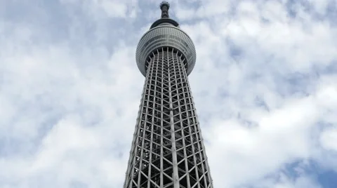 Time Lapse of Skytree Entertainment Tower in Tokyo Japan -  Tokyo Japan Stock Footage 45184111