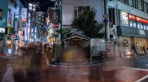 Time lapse of small busy streets in Shimokitazawa in Tokyo Japan Stock Footage 46682331