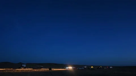 Time lapse of a small campground in the early evening as campers scurry around  Stock Footage 256242631