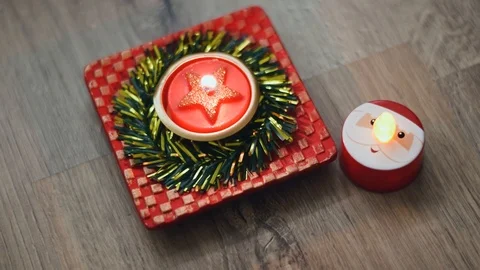 Time-lapse of small christmas tea-light candle burning down. Stock Footage 98795796
