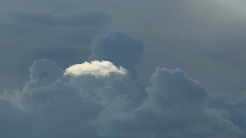 Time lapse - Small lonely white cloud disappearing against dark sky Видео 98242197