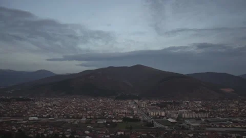 Time lapse of small town going into the night Stock Footage 147550045