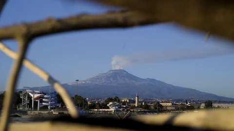 Time lapse of smoke from the etna volcano. Stock Footage 105874087