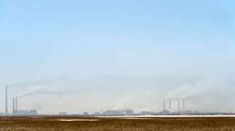 Time lapse. Smoking chimneys. Sky. Moving clouds Stock Footage 63766244