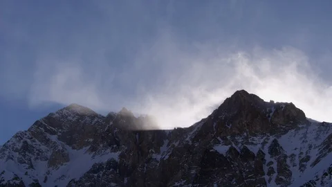 Time lapse snow blowing off mountain The Andes, Chile, South America. Stock Footage 114708551