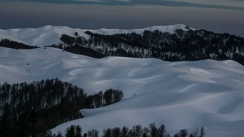 Time lapse Of Snow Covered Mountain landscape At Twilight Stock-Footage 83692249