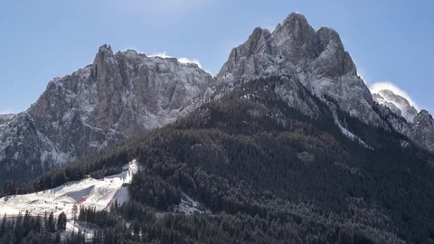Time lapse of snow covered mountain peaks in Dolomites Stock Footage 122527707