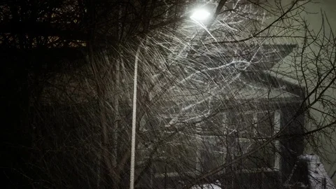 Time Lapse Snow Storm At Night Stock Footage 71097848