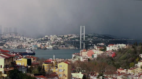Time lapse snow storm passing on istanbul Stock-Footage 34349518