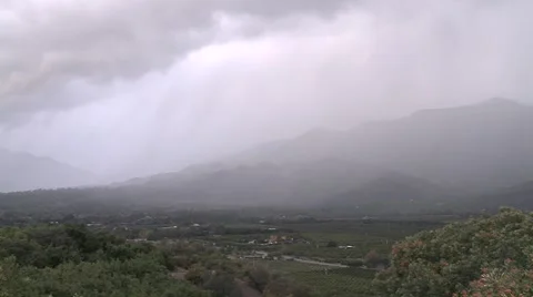 Time lapse of a snowstorm blowing over the Ojai Valley, California. Stock Footage 1020085
