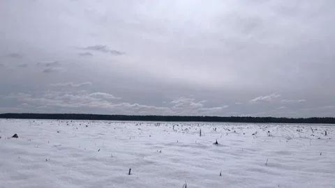 Time lapse. Snowy fields and winter landscape. European winter. timelapse Stock Footage 329932237