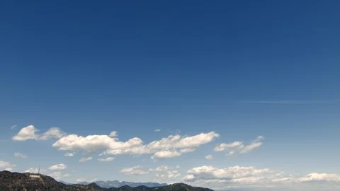 Time lapse of soft clouds over the Hollywood sign Stock Footage 101007222