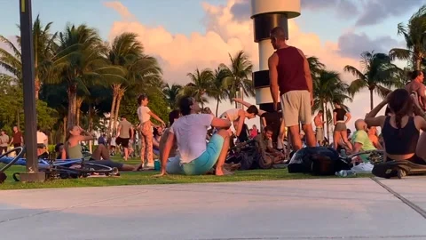 Time lapse south beach park people Stock Footage 154227656