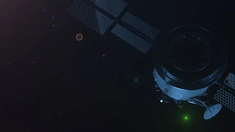 Time-lapse in space, abstract animation of an artificial earth satellite with Stock Footage 144014076