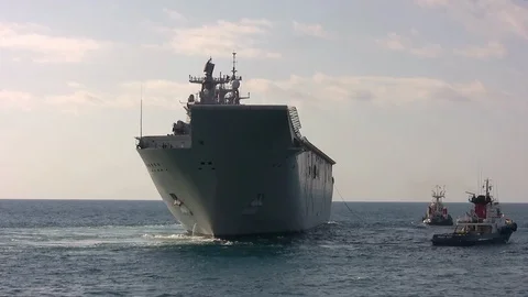 Time lapse of the spanish multi-purpose amphibious assault ship Juan Carlos I Stock Footage 107090816