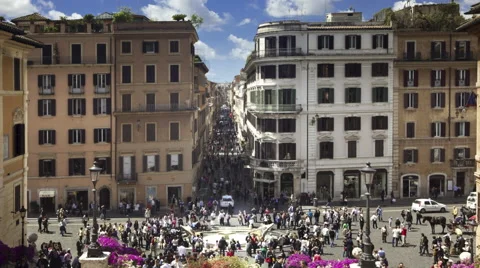 Time lapse from the Spanish Steps to the city of Rome Italy Stock Footage 46084091