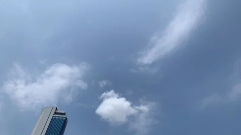 Time lapse of sparse clouds against blue sky Stock Footage 125995027