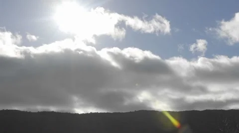 Time lapse of spring clouds passing over a ridge in Oak View, California. Stock Footage 1034424