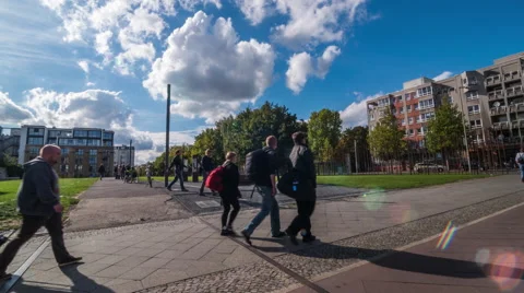 Time lapse of a square by a monument in memory of the Berlin wall Stock Footage 58619613