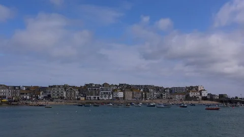 Time lapse of St Ives Cornwall tourist attraction with art and beaches UK 4K Stockbeeldmateriaal 115097793