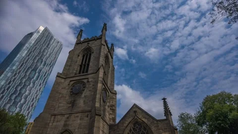 Time lapse of St John The Evangelist's Church, Leeds, Yorkshire, England Stock Footage 282399660