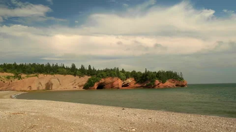 Time Lapse of St. Martins Cliffs and Beach on Bay of Fundy. Stock Footage 66005518