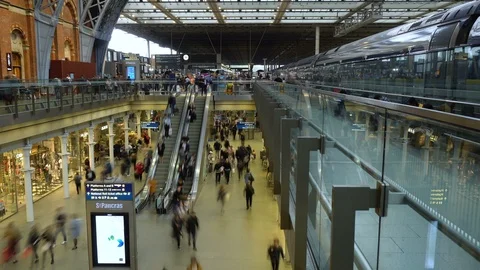 Time-lapse of St Pancras Train Station in London, UK Stock Footage 112123360