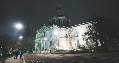 Time lapse St Paul Cathedral in London by night Stock Footage 126410706