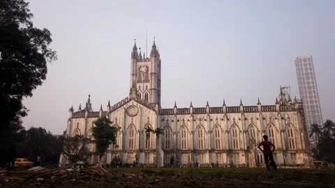 Time lapse of St Paul Cathedral, Kolkata Video stock 145419261