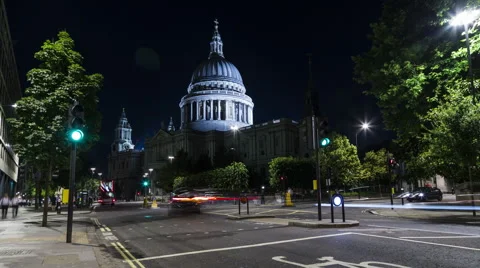 Time lapse of St. Paul's Cathedral. Cannon street view. Stock Footage 48013648