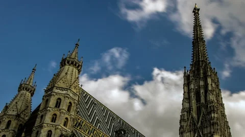 TIME LAPSE St. Stephan's cathedral Vienna – tracking shot, slight zoom Stock Footage 45578203