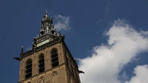 Time lapse of St Stevenskerk Nijmegen the Netherlands with clouds Stock Footage 91908730