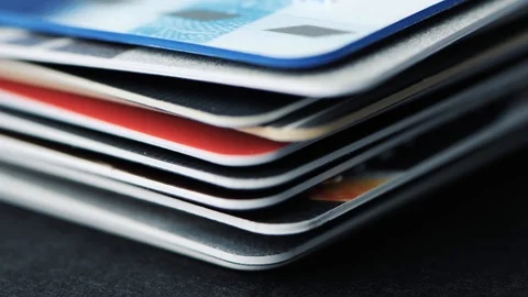 Time lapse of stack of credit cards close up. Stock Footage 127502002